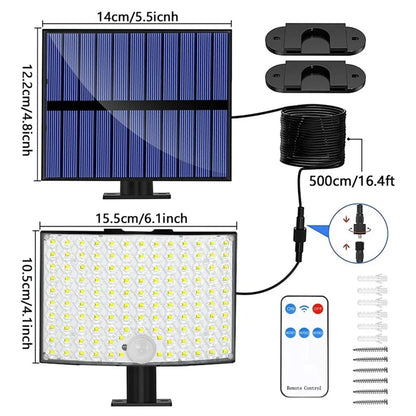 106LED Split Solar Light Outdoor Waterproof With Motion Sensor Floodlight Remote Control 3 Modes For Patio Garage